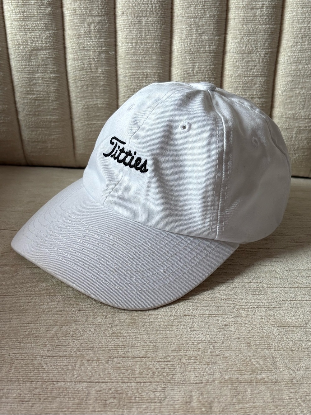 Titties Titleist Parody White Golf Hat Baseball Cap Spencer's OSFM Adjustable